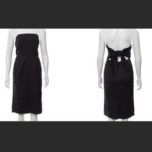 Tibi Strapless Tie Open Back Midi Dress